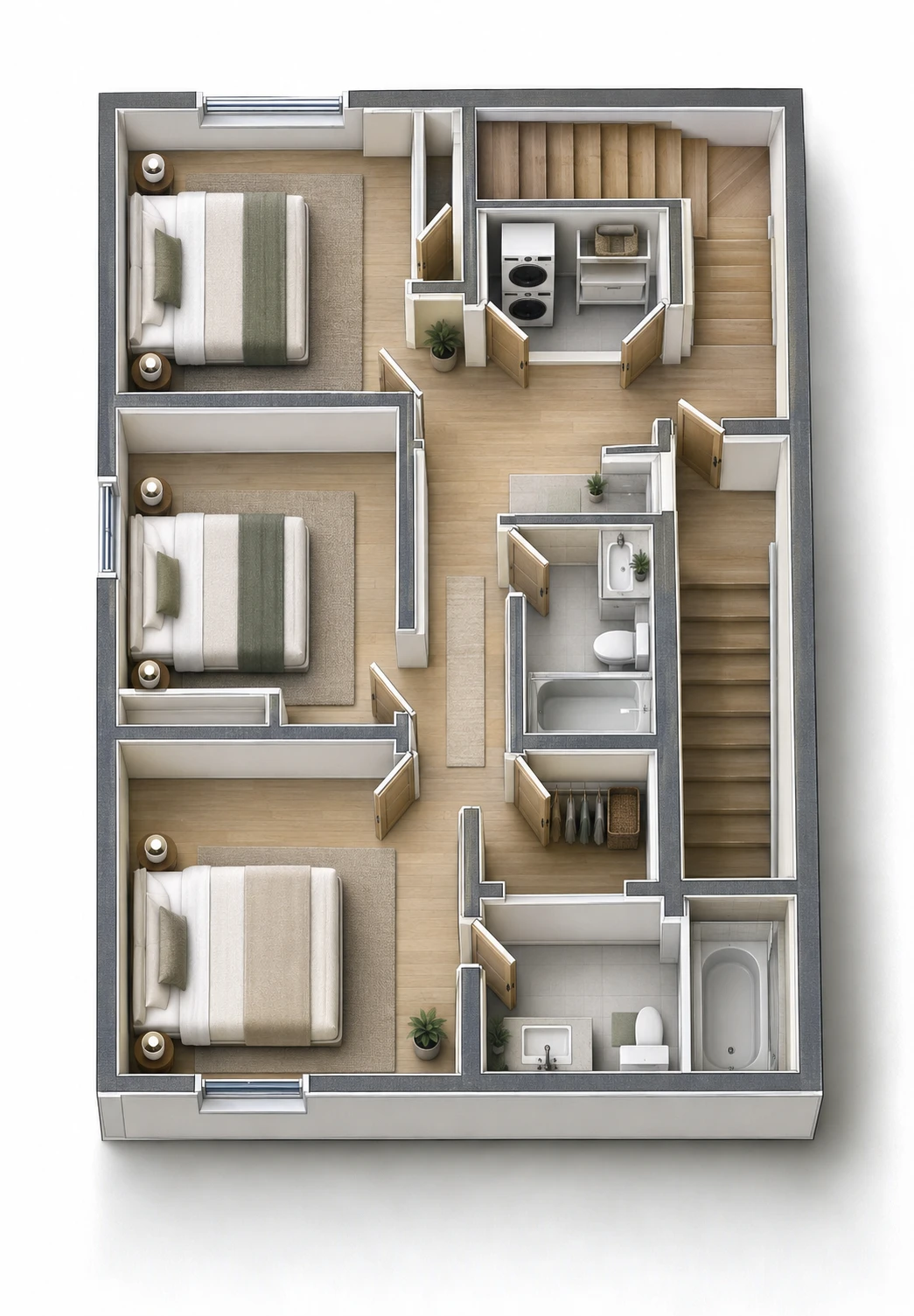 Furnished 3D floor plan: Plan A2