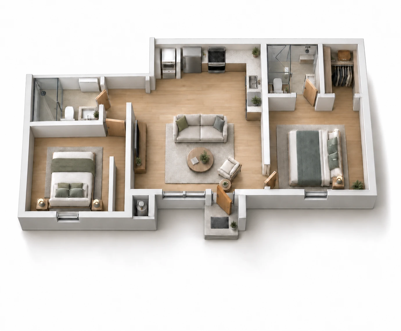Furnished 3D floor plan: Plan D2