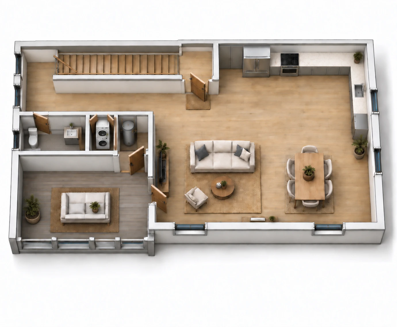 Furnished 3D floor plan: Plan D1